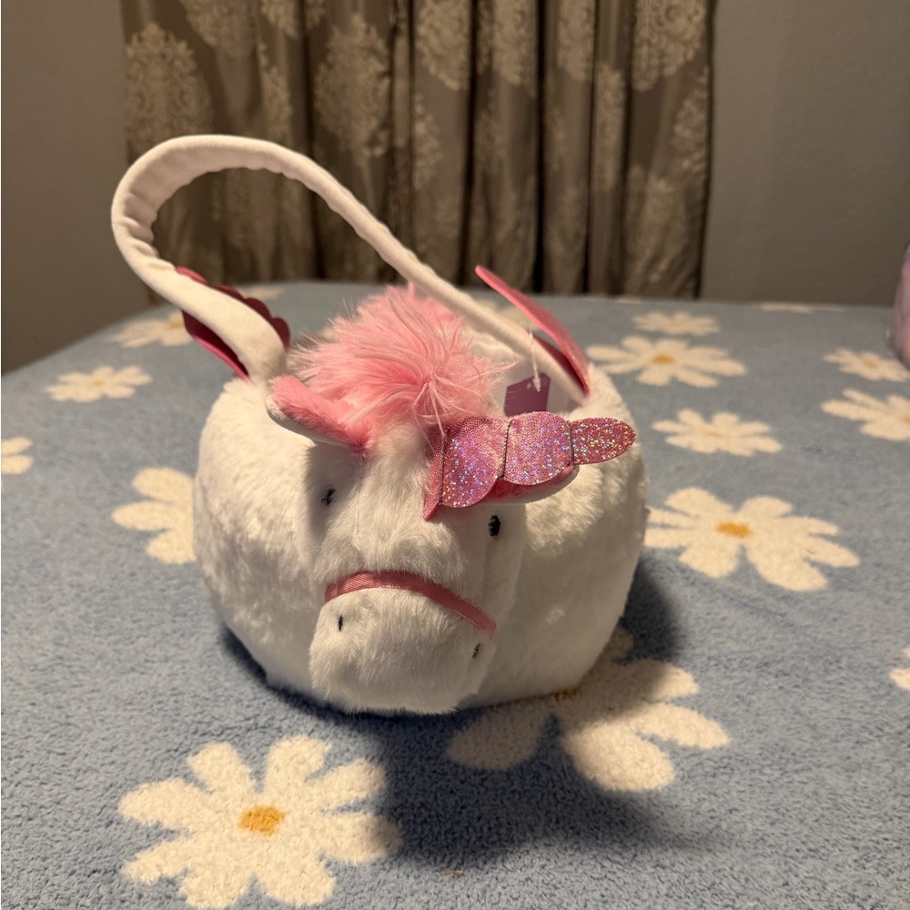 Spritz Unicorn Plush Easter Basket - Pink and White